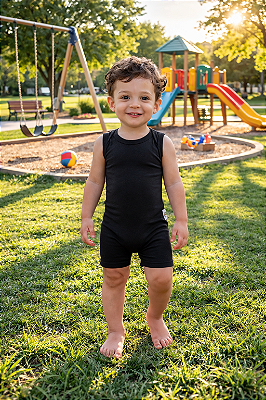 Macaquinho Verão sem Zíper sem Botões - Preto