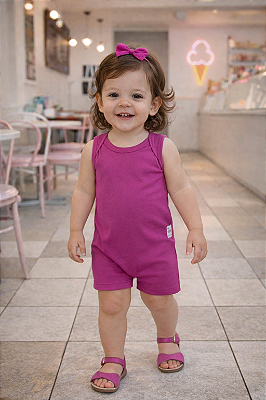 Macaquinho Verão sem Zíper sem Botões - Fúcsia