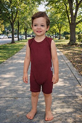 Macaquinho Verão sem Zíper sem Botões - Bordô