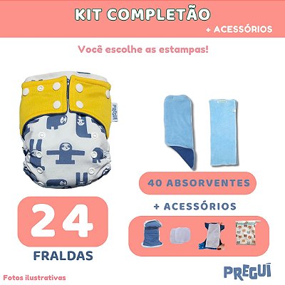 Kit Completão 24 Fraldas + acessórios