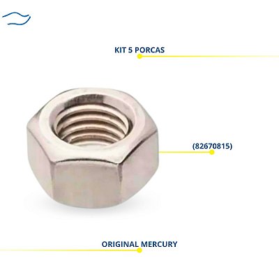 Kit 5 Porcas (0,473-20) Mercury Original - 82670815
