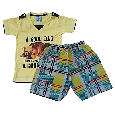 Conjunto Infantil Masculino Camiseta Manga Curta e Bermuda