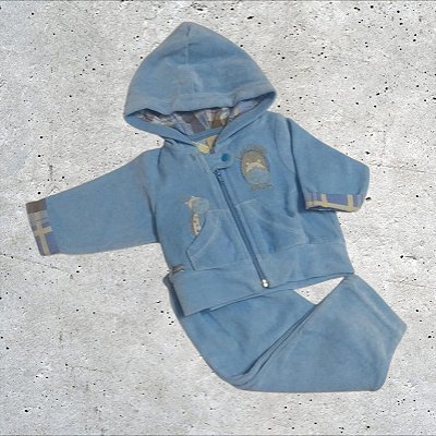 Conjunto Casaco e Calça Plush Bebê Masculino