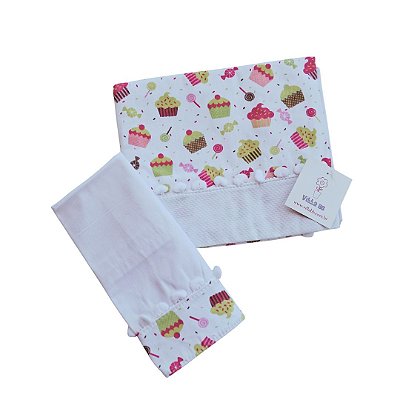 Jogo de Lençol para Carrinho 2 Peças - Tema Doces