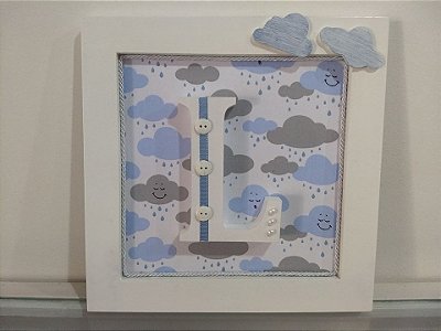 Quadrinho Porta Maternidade Personalizado - Nuvem Azul e Cinza
