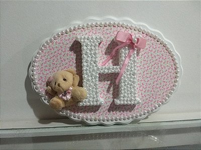 Quadro Porta Maternidade Personalizado - Letra com Pérolas