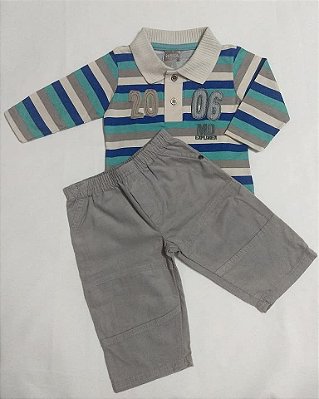 Conjunto Blusa Malha e Calça Veludo - Bebê - Masculino