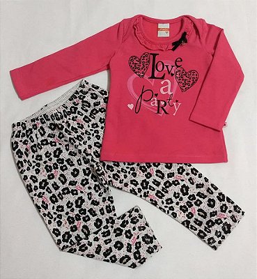 Conjunto Blusa Moletom e Legging Oncinha - Infantil Menina
