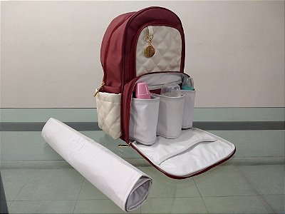Mochila Maternidade Térmica - Marsala Off White - Villa BB - PRONTA ENTREGA