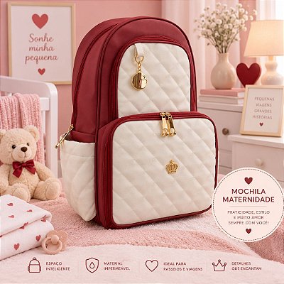 Mochila de Maternidade Térmica Marsala com Off White