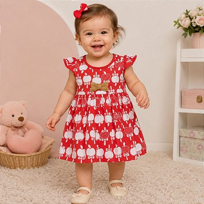 Vestido Malha Laço Paetê - Infantil Menina