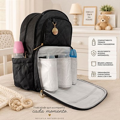Mochila de Maternidade Térmica Preta