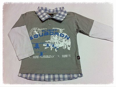 Camisa Manga Longa Gola Tecido - Infantil Menino