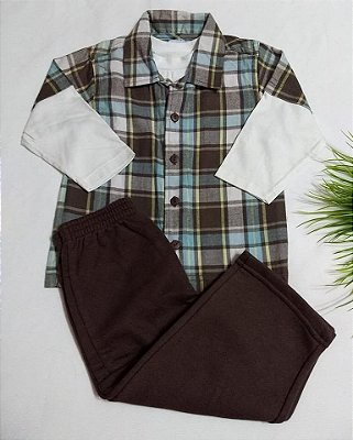 Conjunto Camisa Flanela e Calça Moletom - Infantil Menino