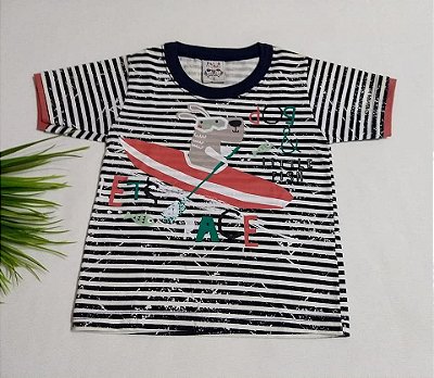 Camiseta Manga Curta - Listras e Silk - Infantil Menino