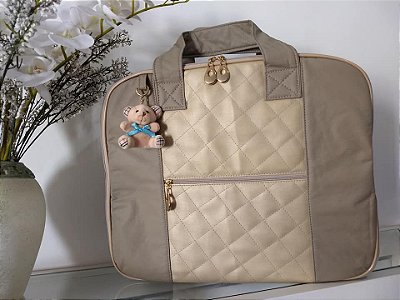 Mala de Maternidade - Cáqui com Champanhe - OUTLET  70% DESCONTO