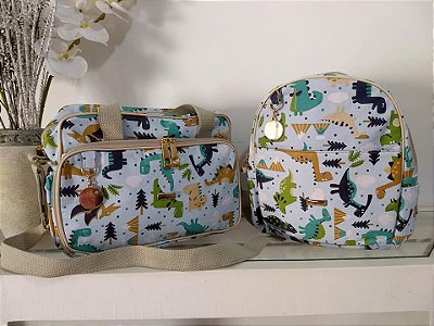 Kit Bolsa Maternidade e Mochilinha Térmica - Dinossauro - Villa BB