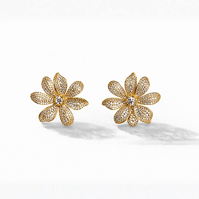 Brincos Flor Cravejada Ouro 18k Garantia Semijoia