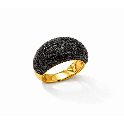 Anel Banho a Ouro 18k Cravejado Zircônia Preta com Garantia