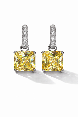 Brincos Zircônia Citrino Amarela Banhado a Ouro com Garantia