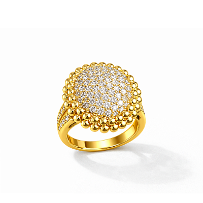 Anel Cravejado Aro 19 Banhado a Ouro com Garantia