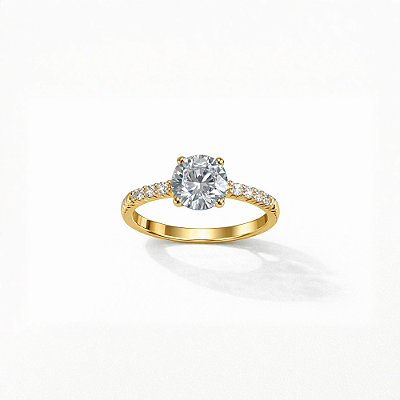 Anel Solitário Zircônia Cravejado Banhado a Ouro com Garantia