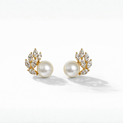 Brincos de Pérola com Zircônias Banhado a Ouro 18k com Garantia