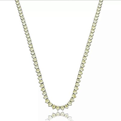 Colar Riviera Citrino Três Pontas Zircônia 3 mm Banhado a Ouro com Garantia