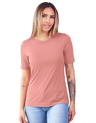 T-Shirt Modal Gola Careca Magnolia Rosa Blush