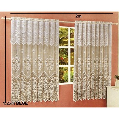 CORTINA BJ FLOR MINI MADONA 120X240 BEGE