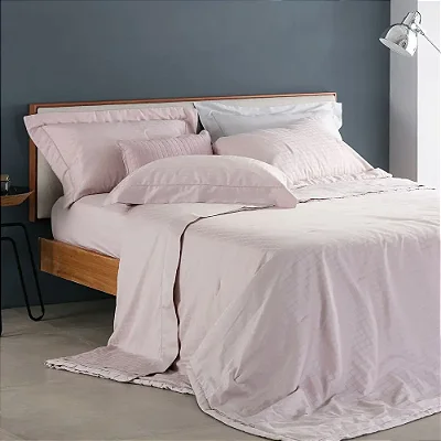 Jogo de Cama Buddemeyer King Damask Square Rosa Pluma