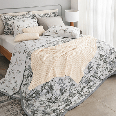 KIT COLCHA BUD B PERCALLE BETHANIA 220/240 ESTAMPADO CASAL 3 PÇS