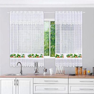 CORTINA BJ FLOR VIVA 130X210/30 BRANCO MORANGO