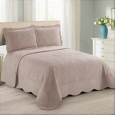 KIT COLCHA CAM ANTIQUE QUEEN 240X260 ROSE 3PÇS