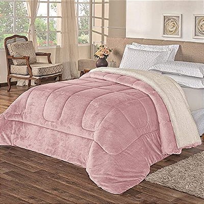 EDREDOM CAS D FACE LISO CANVAS CASAL 220X240 ROSE