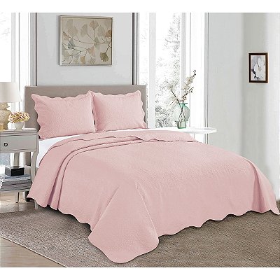 KIT COLCHA CAM MANDI KING 260X280 ROSE 3PÇS.