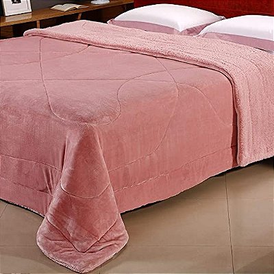 EDREDOM NIA CAPETOWN CASAL 180X220 ROSA QUEIMADO