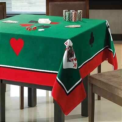 TOALHA DE MESA DOL JOGOS FELPUDO VELOUR 154X154 CARTAS 4 LUGARES