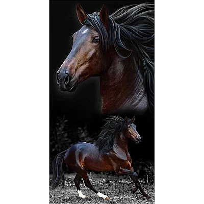 T BANHO BOU VELOUR PRAIA BROWN HORSES 76X152