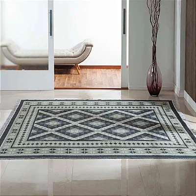 TAPETE NIA KILIM ANTEP 060X180 DES 006 CINZA