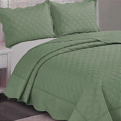 KIT COLCHA CAM ORFEU CASAL 220x240 VERDE 3PÇS.
