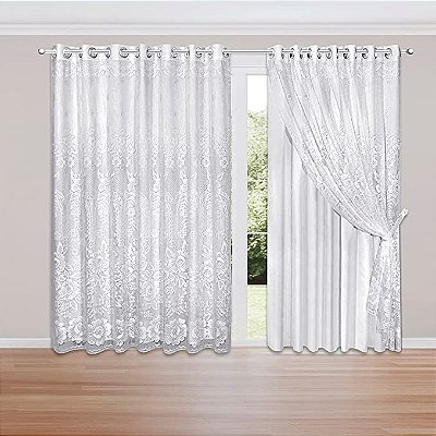 CORTINA BJ FLOR HIBISCO 180X270 BRANCO BRANCO