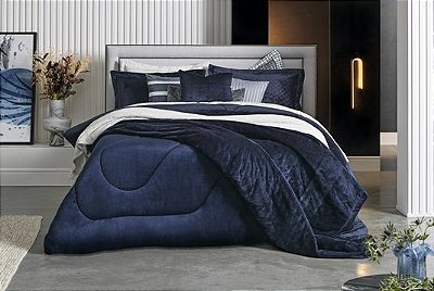 COBERTOR HDR ULTRAPLUSH CASAL 220X235 AZUL COSMOS