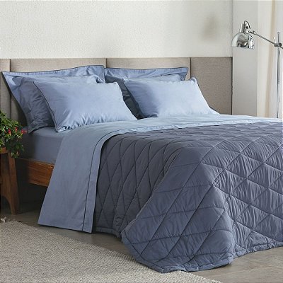 JG CAMA BUD B PERCALLE CASAL 220/240 COR AZUL