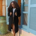 CASACO APP TEDDY SHERPA OVERCOAT LONGO PRETO M