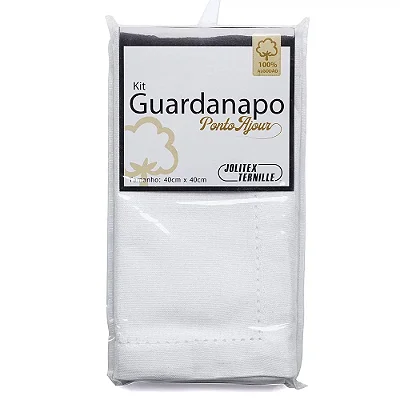 KIT GUARDANAPO JOL PONTO AJOUR 40X40 BRANCO
