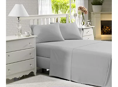 LENÇOL COT PRATA 150F SOLTEIRO CINZA CLARO 9240 COM ELASTICO