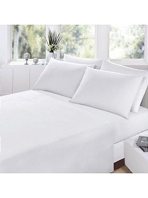 LENÇOL COT PRATA 150F CASAL BRANCO COM ELASTICO