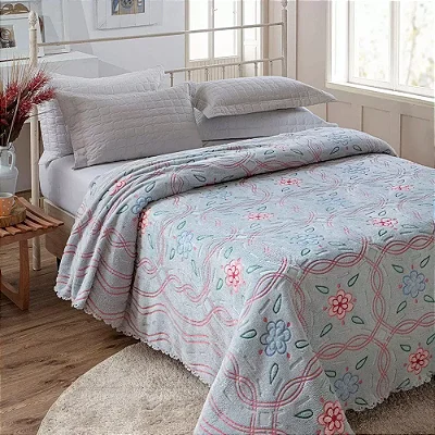 COLCHA JOL AVELUDADA ACONCHEGO 220X240 AZ/CD CASAL