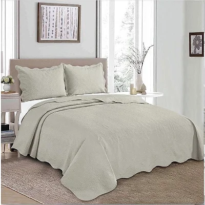 KIT COLCHA CAM MARROCOS QUEEN 240X260 BEGE 3PÇS